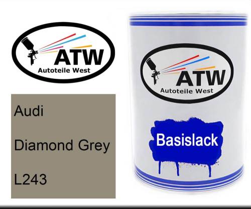 Audi, Diamond Grey, L243: 500ml Lackdose, von ATW Autoteile West.